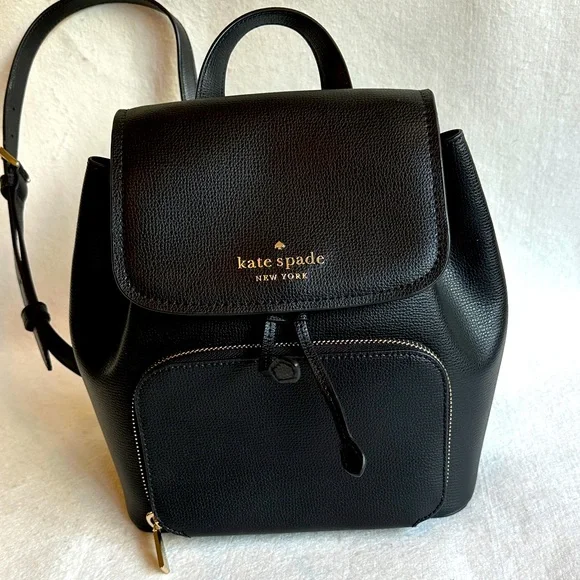 NWOT Kate Spade Black Leather Small Backpack Purse & Wallet combination Bag - Picture 1 of 14